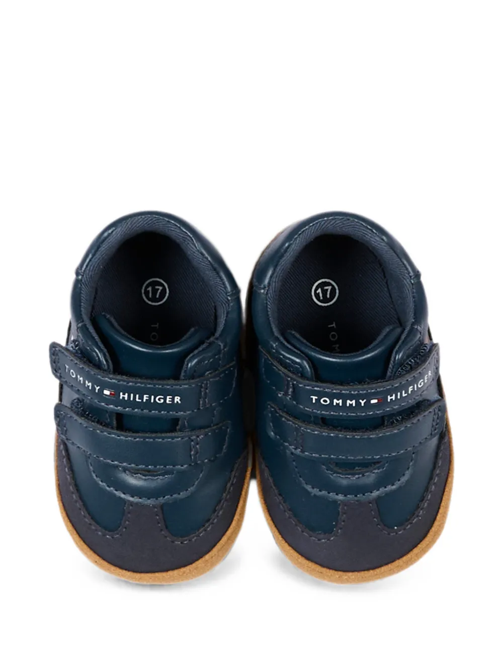 Tommy Hilfiger Junior touch-strap leather sneakers Blauw