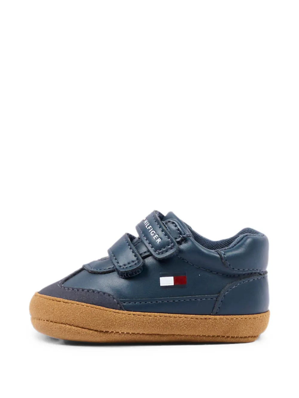 Tommy Hilfiger Junior touch-strap leather sneakers Blauw