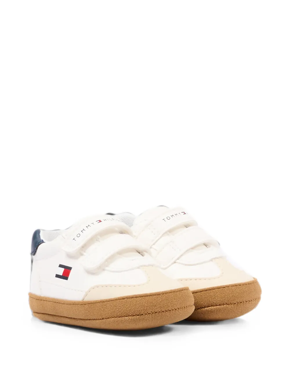 Tommy Hilfiger Junior touch-strap leather sneakers Wit