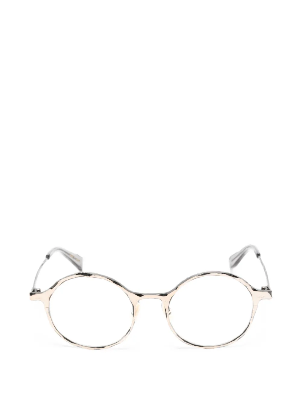 Masahiro Maruyama Hammered-effect Round-frame Glasses In Silver