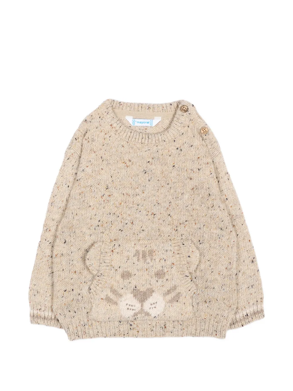 Mayoral button-shoulder intarsia-knit sweater - Toni neutri