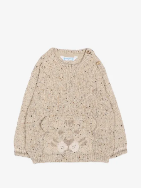 Mayoral button-shoulder intarsia-knit sweater