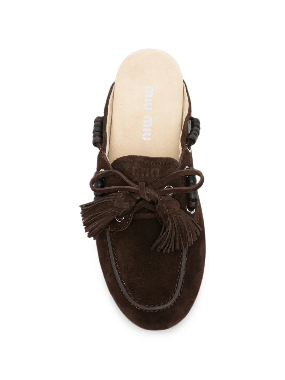 Miu tassel-detail beaded mules Bruin