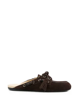 Miu Miu tassel-detail Beaded Mules | Brown | FARFETCH