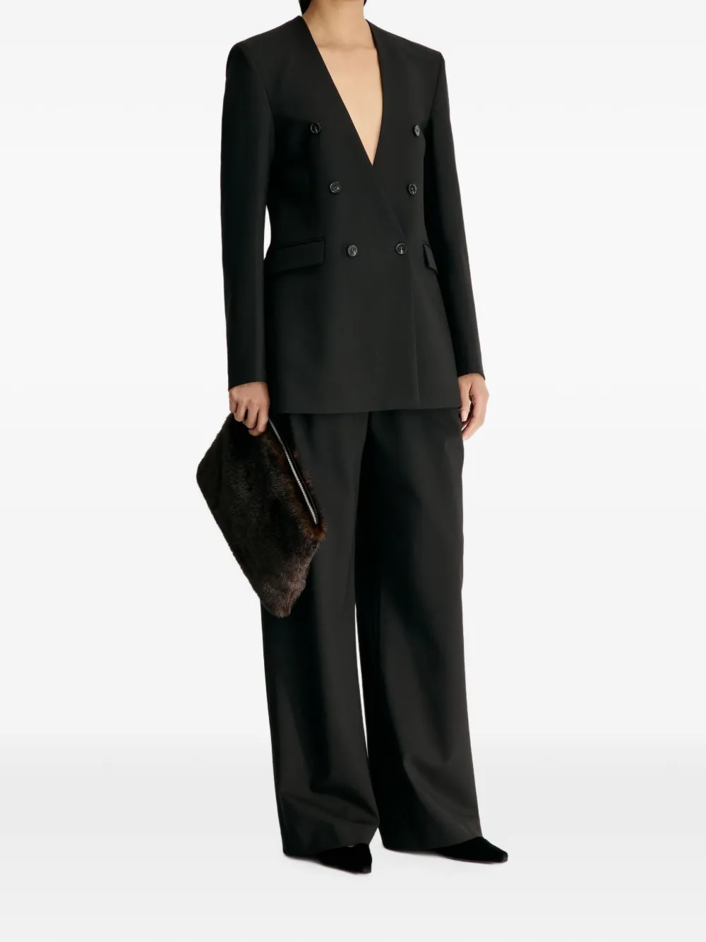 LouLou de Saison Astrid blazer met dubbele rij knopen Zwart