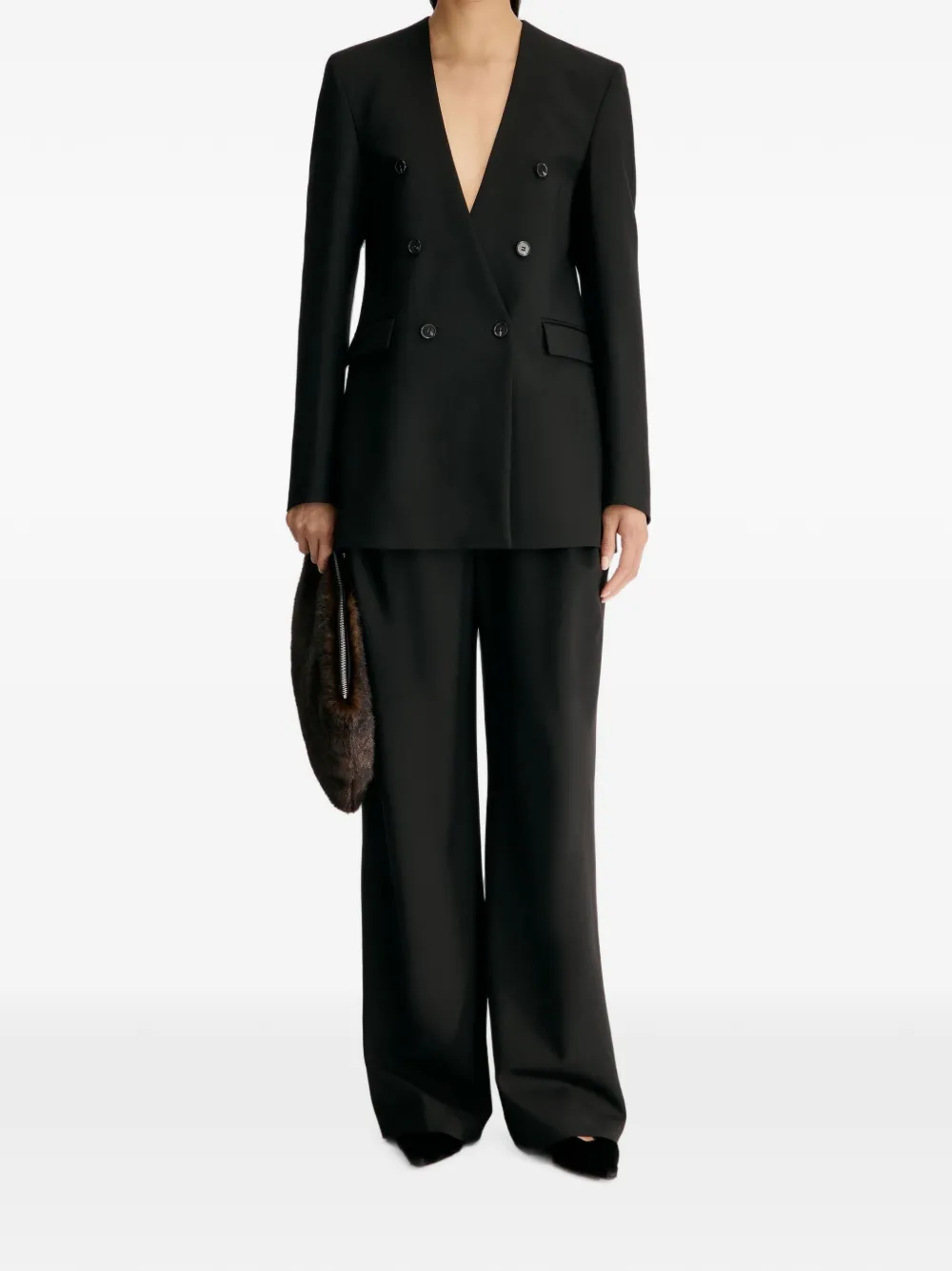 LouLou de Saison Astrid blazer met dubbele rij knopen Zwart