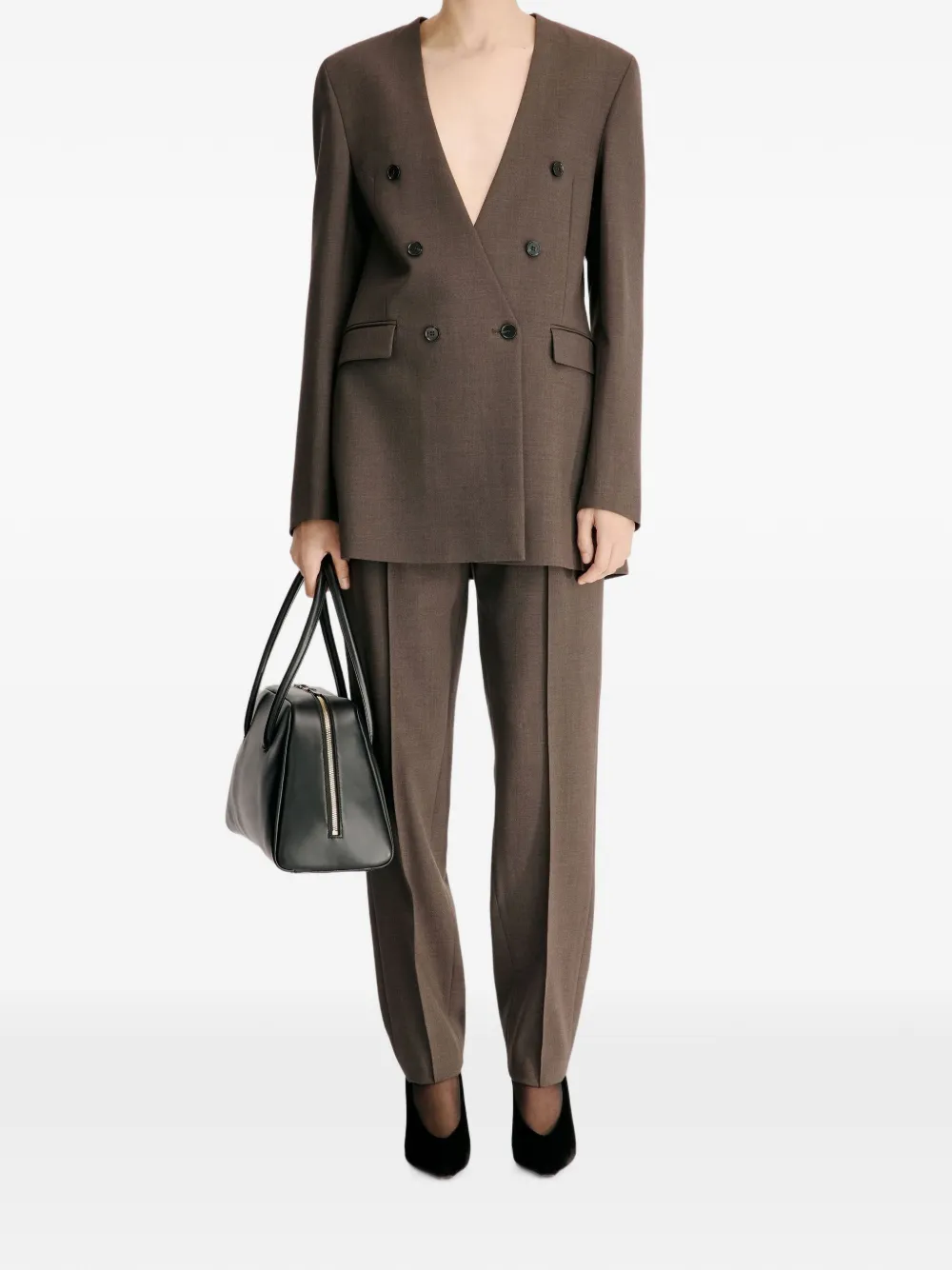 LouLou de Saison Astrid blazer met dubbele rij knopen Bruin