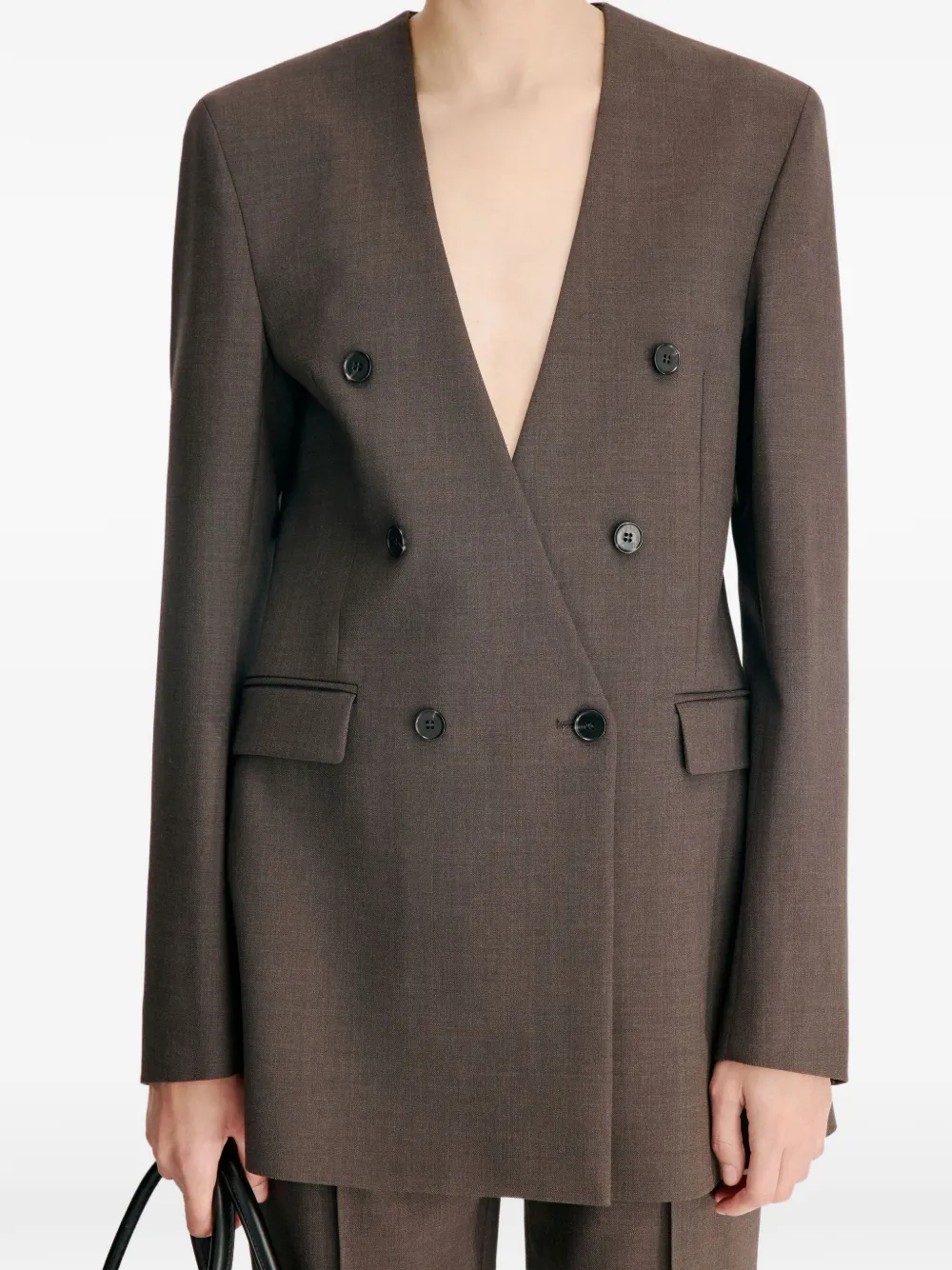 LouLou de Saison Astrid blazer met dubbele rij knopen Bruin