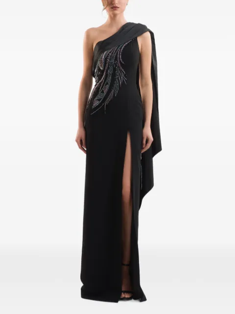 IMROSKA 16 Sin Crystals one-shoulder crystal-embellished maxi dress