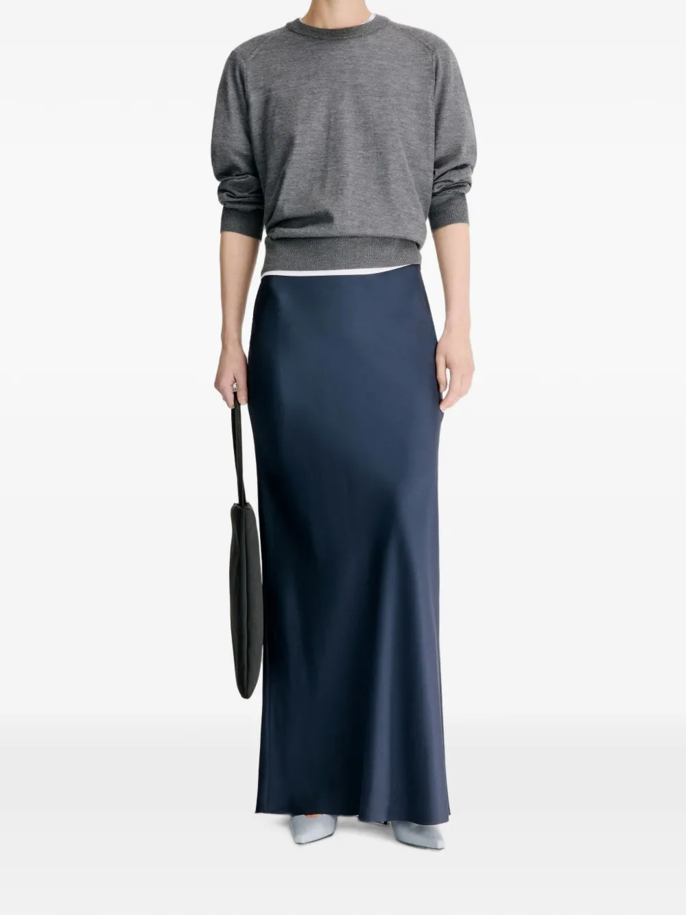 LouLou de Saison Eli zijden twill maxi-rok met A-lijn Blauw