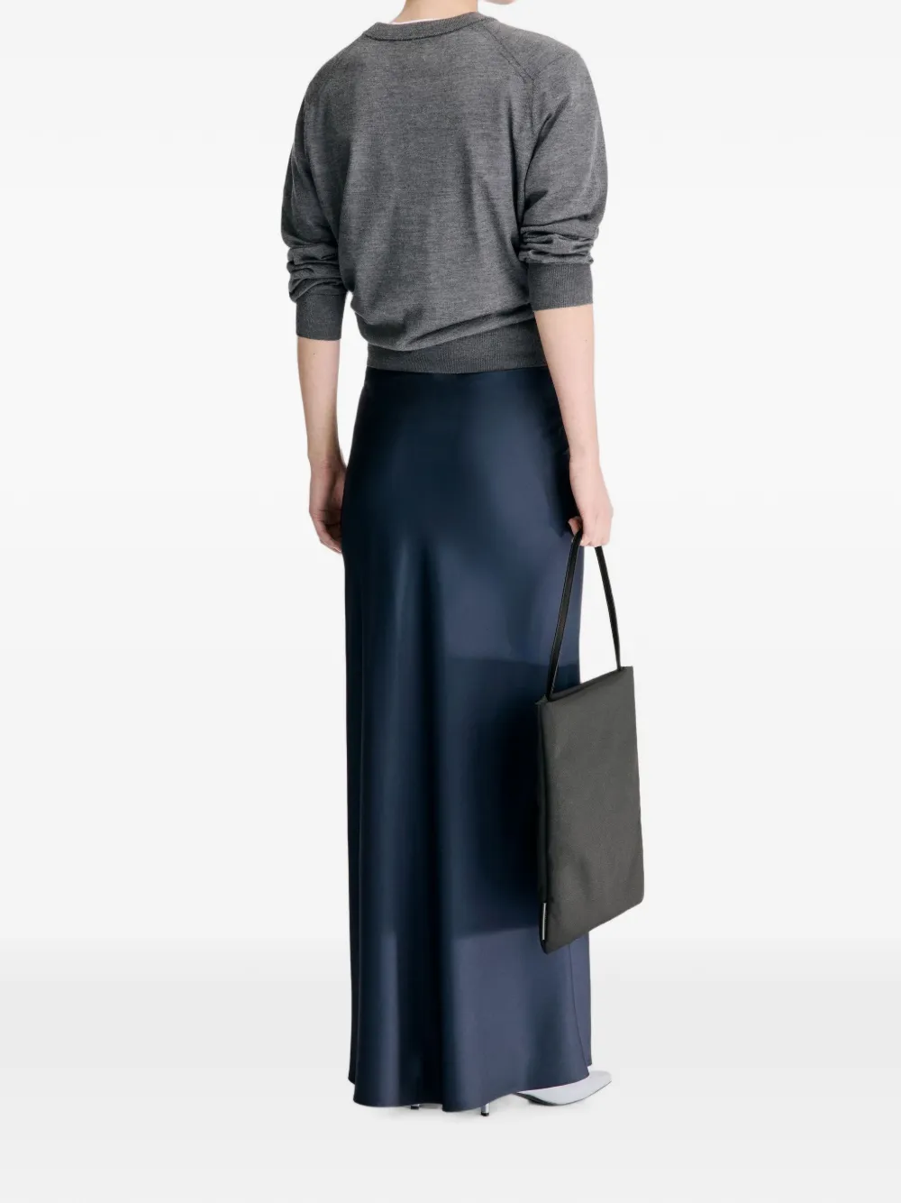 LouLou de Saison Eli zijden twill maxi-rok met A-lijn Blauw