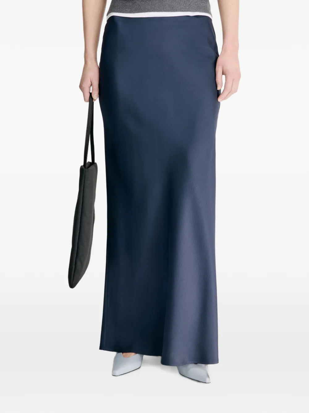 LouLou de Saison Eli zijden twill maxi-rok met A-lijn Blauw