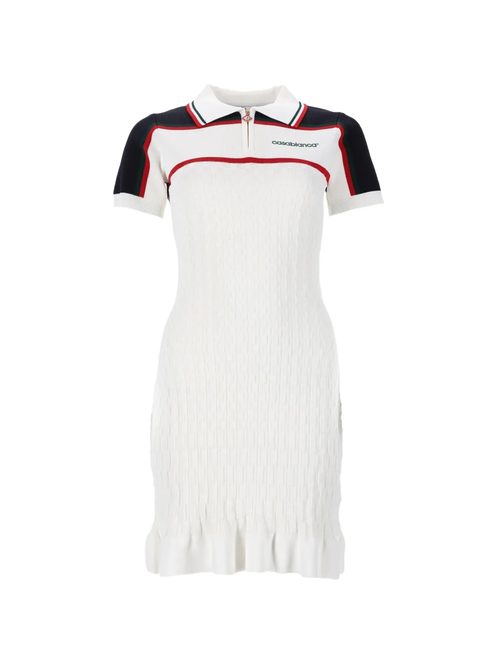 Casablanca contrast-trim ruffled mini dress - White