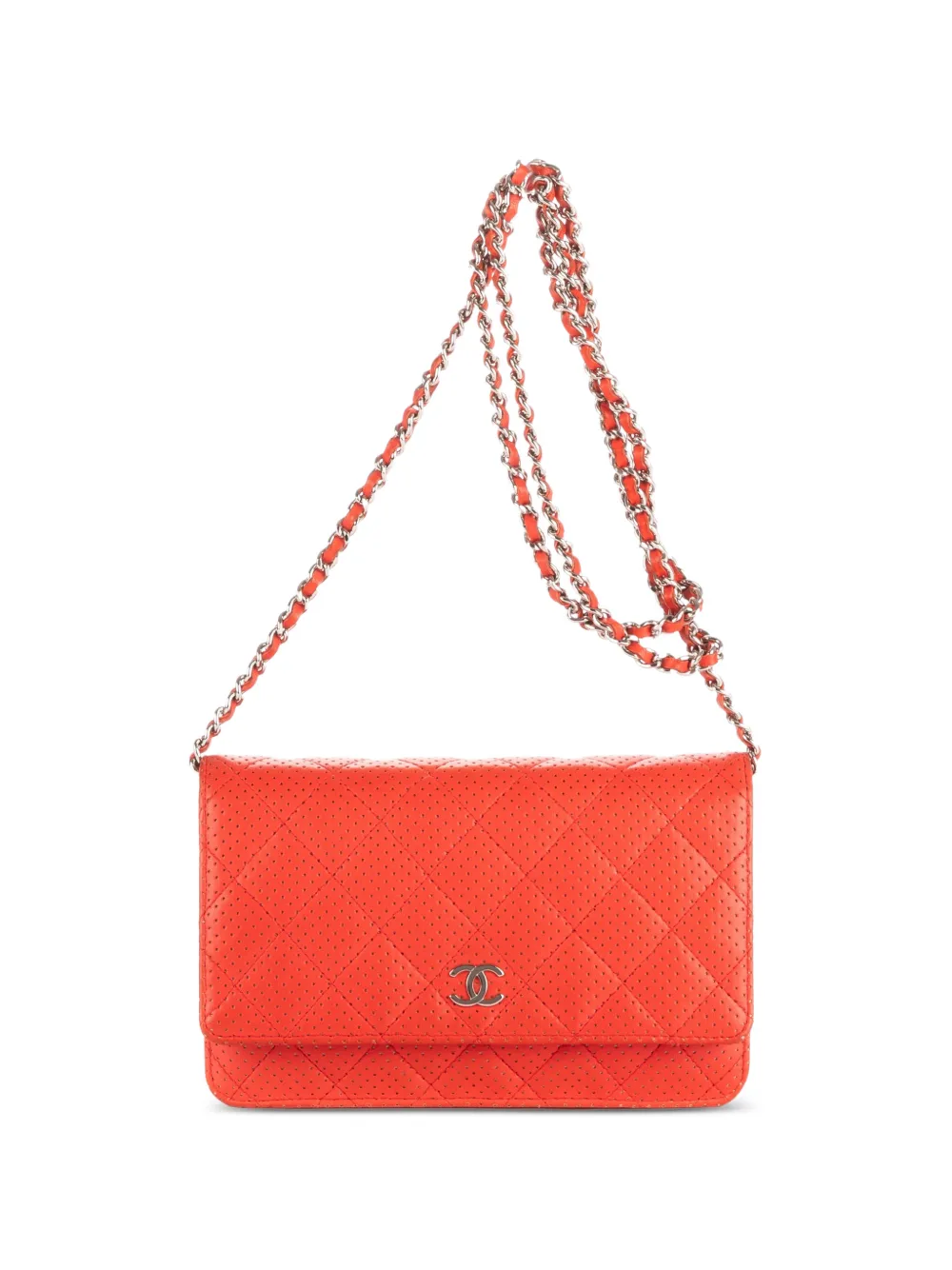 CHANEL Pre-Owned quilted perforated shoulder bag - Rosso