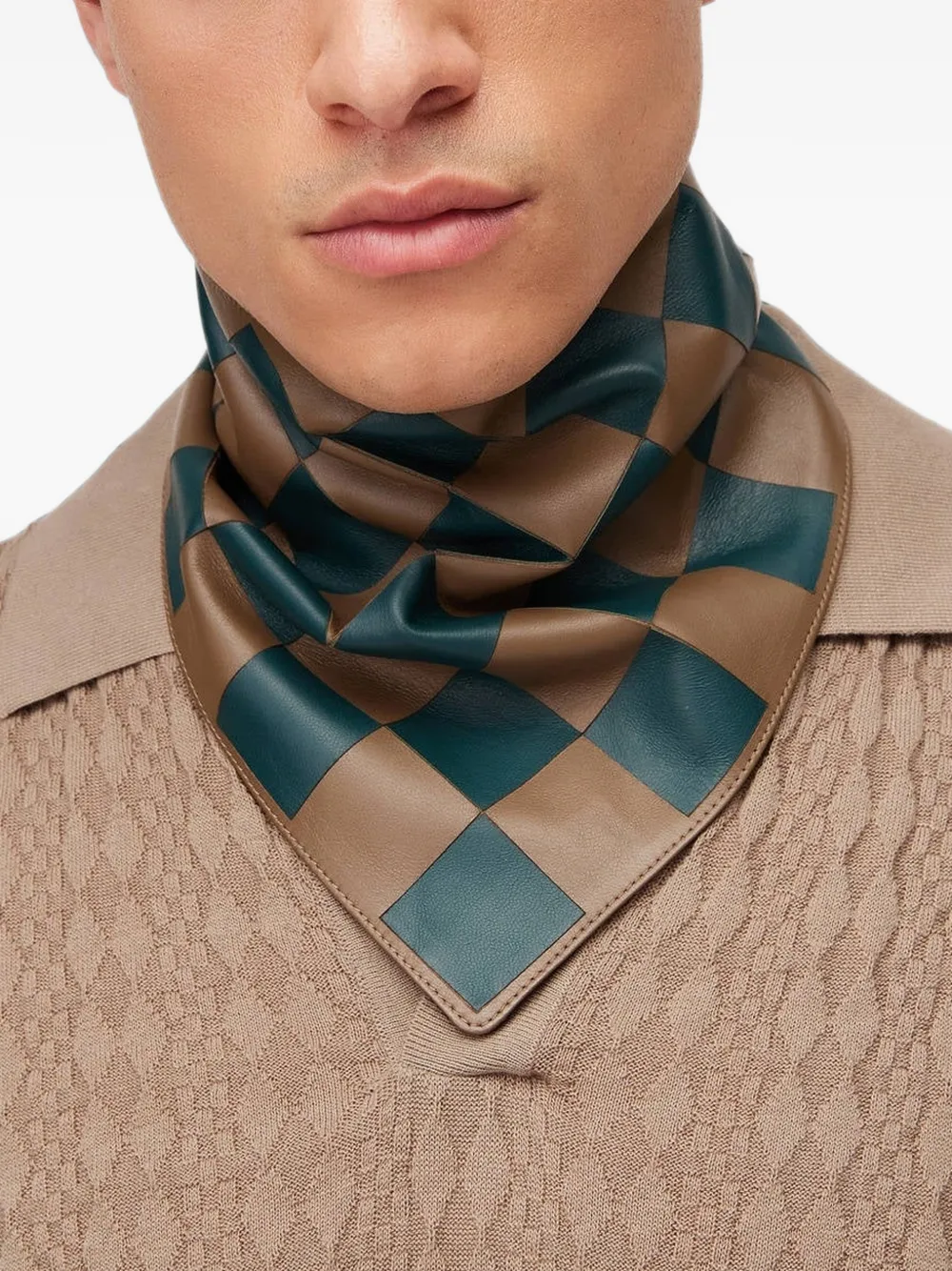 RETORI Leren bandana sjaal Bruin