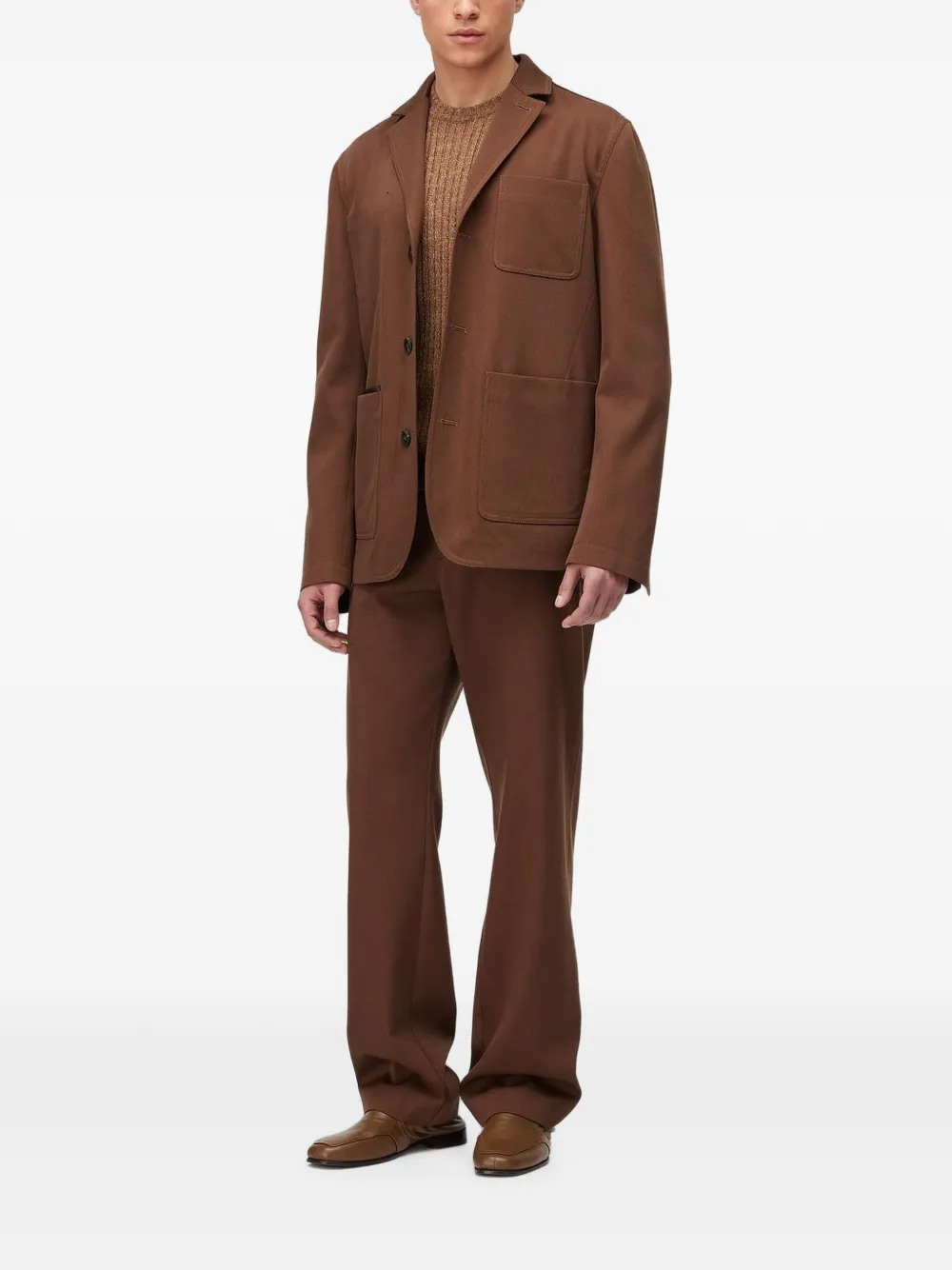RETORI Blazer met enkele rij knopen en denim-effect Bruin