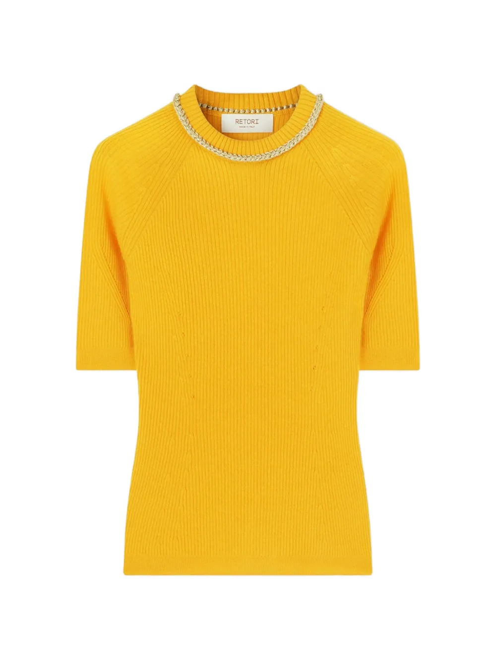 RETORI chain-detail rib-knitted T-shirt - Giallo