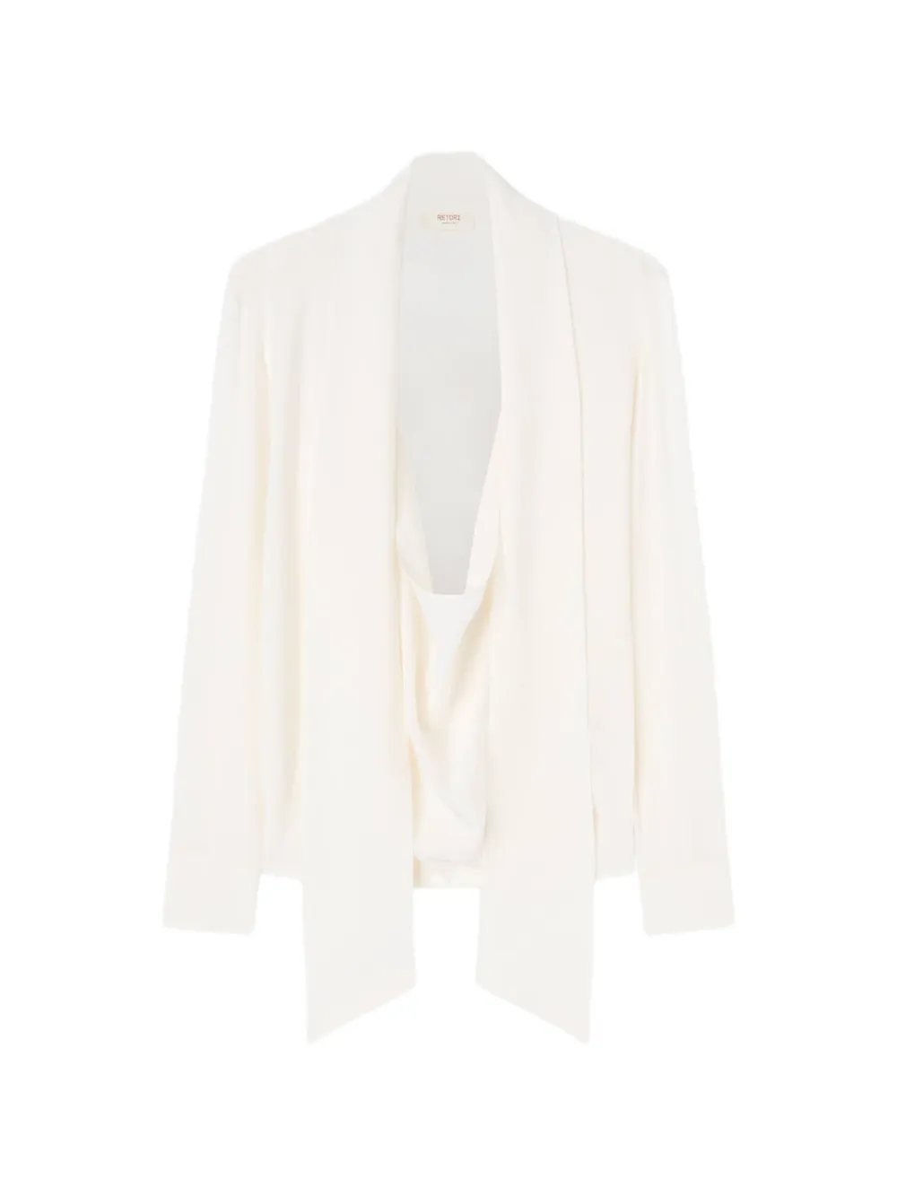 RETORI long-sleeve scarf-detail blouse - Bianco