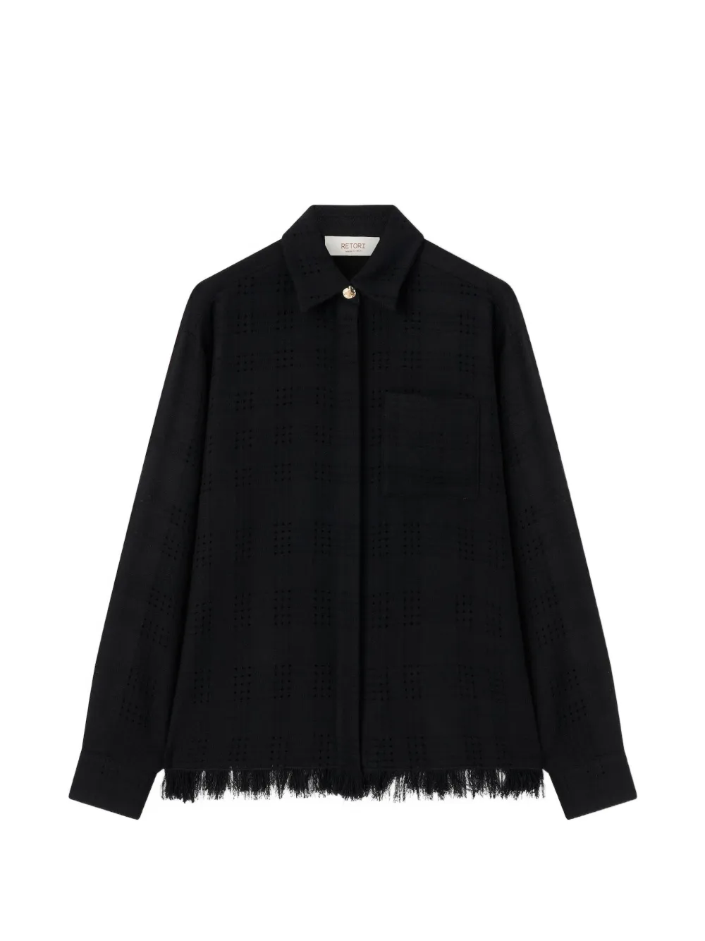 RETORI fringe-trimmed weave-effect shirt - Nero