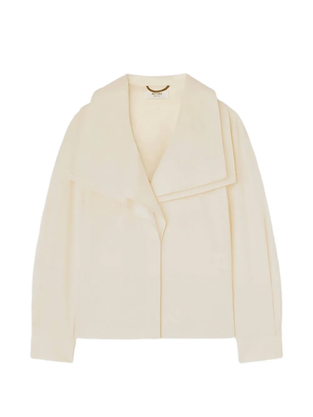 RETORI shawl-collar long-sleeve cotton shirt - Toni neutri