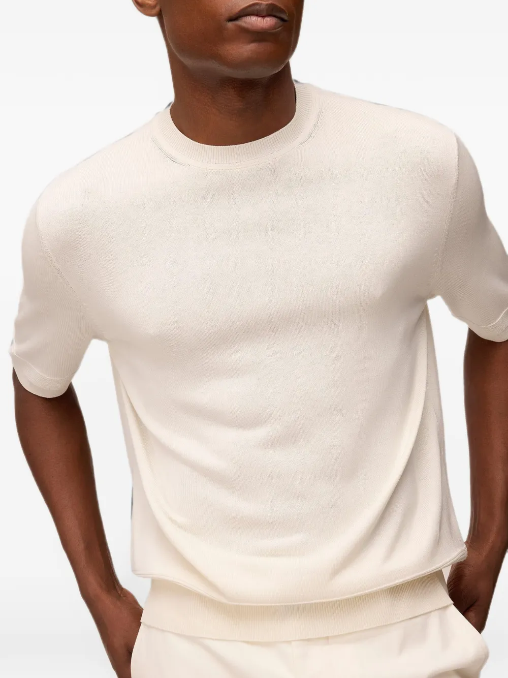 RETORI Zijden T-shirt met stiksels Wit