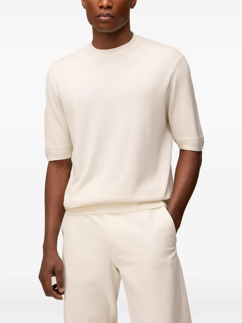 RETORI Zijden T-shirt met stiksels Wit
