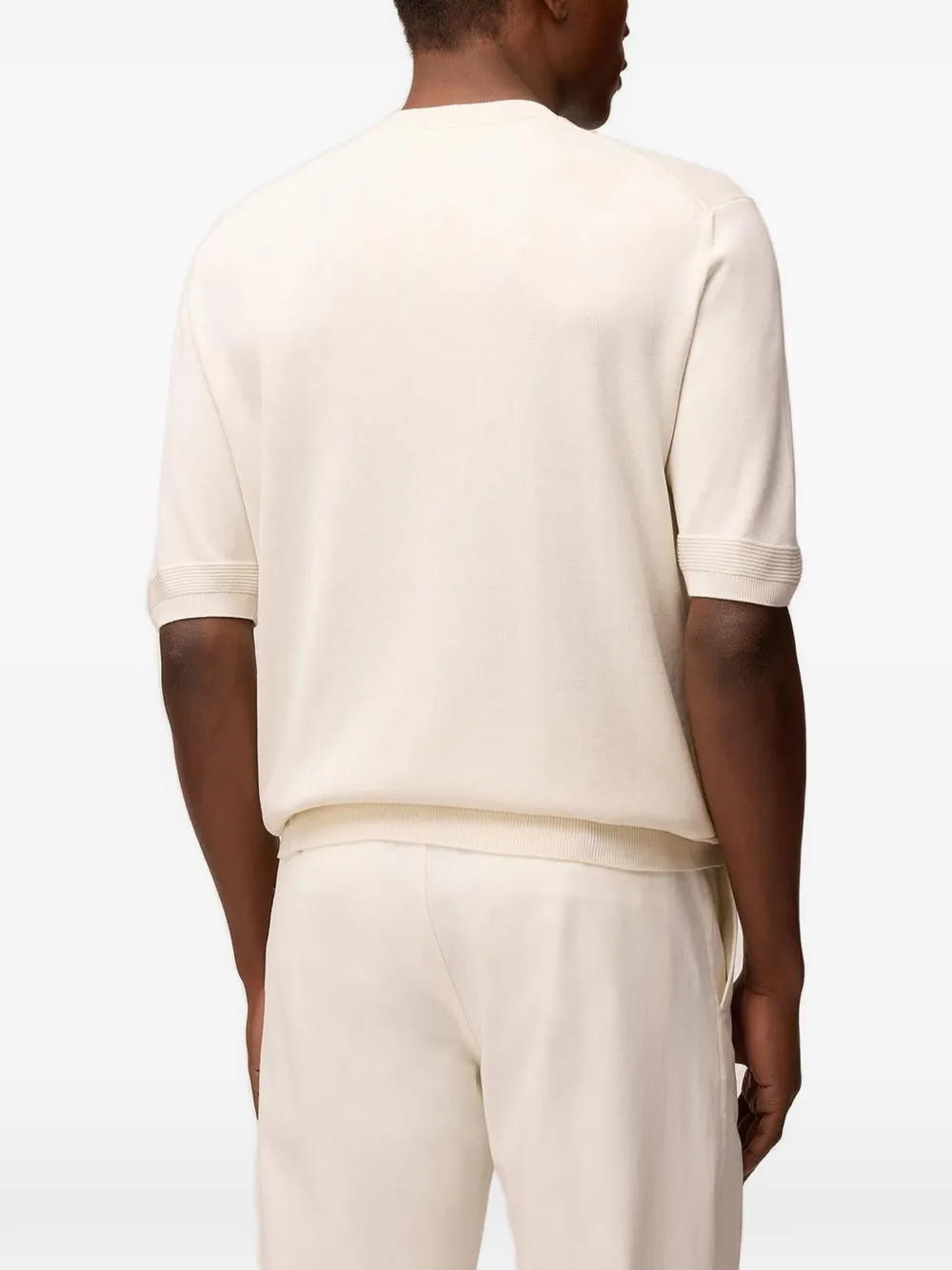 RETORI Zijden T-shirt met stiksels Wit