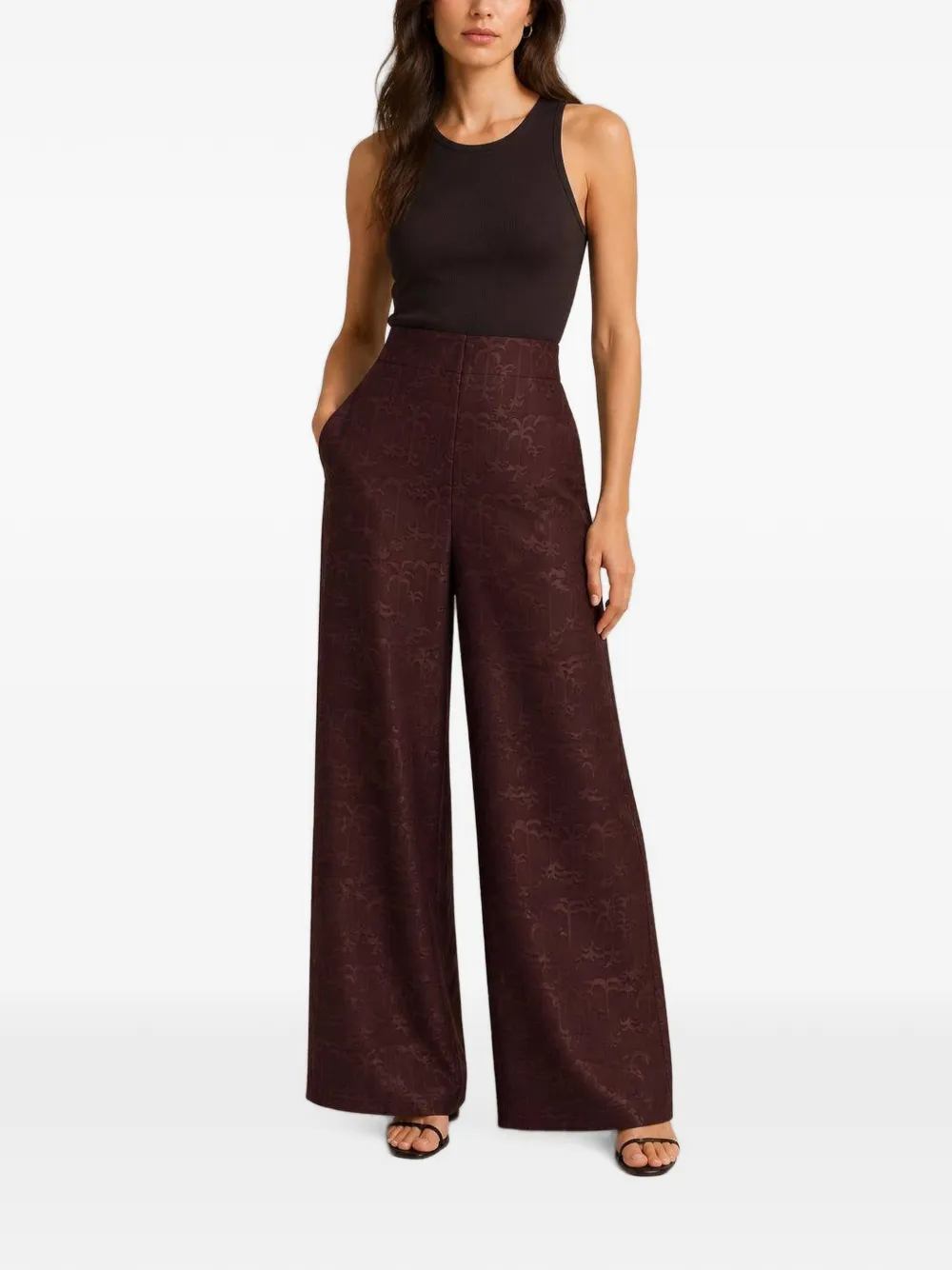 RETORI High-waist broek met jacquard Bruin