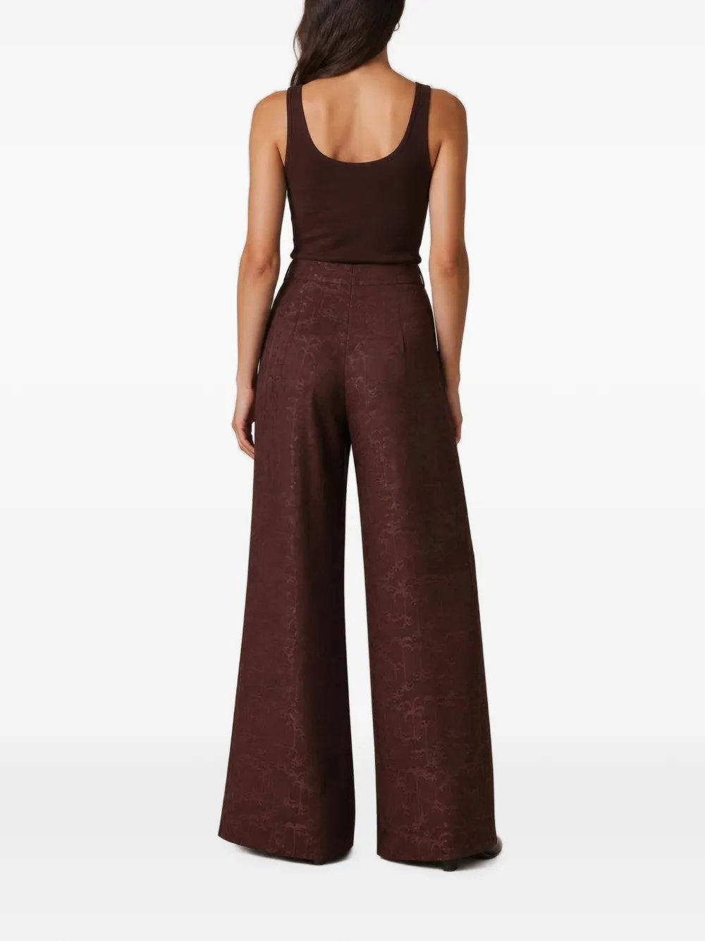 RETORI High-waist broek met jacquard Bruin