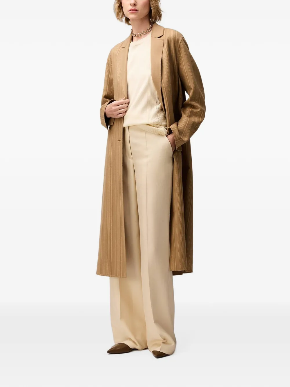 RETORI Gebreid T-shirt met stiksels Beige