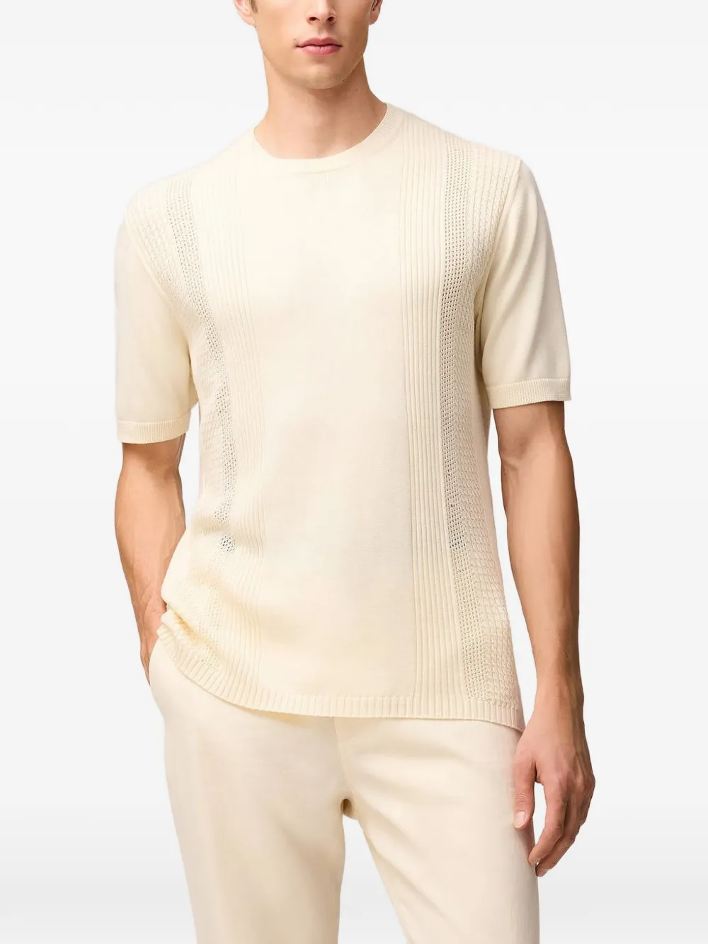 RETORI Gebreid T-shirt met stiksels Beige