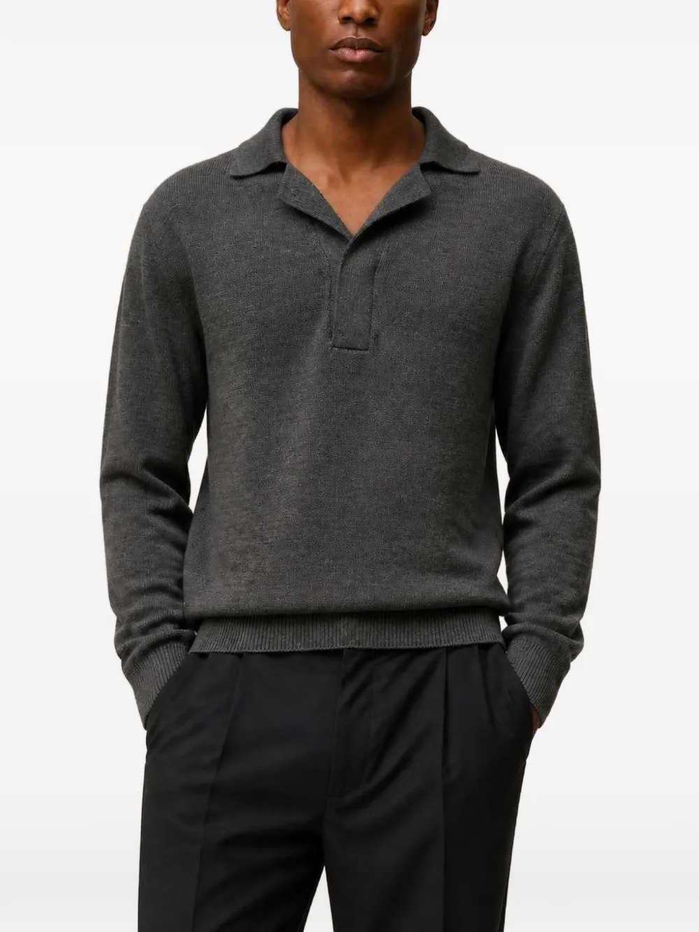 RETORI Wollen poloshirt met lange mouwen Grijs