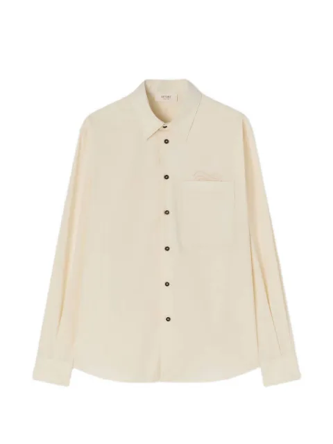 RETORI embroidered-detail chest-pocket long-sleeve cotton shirt