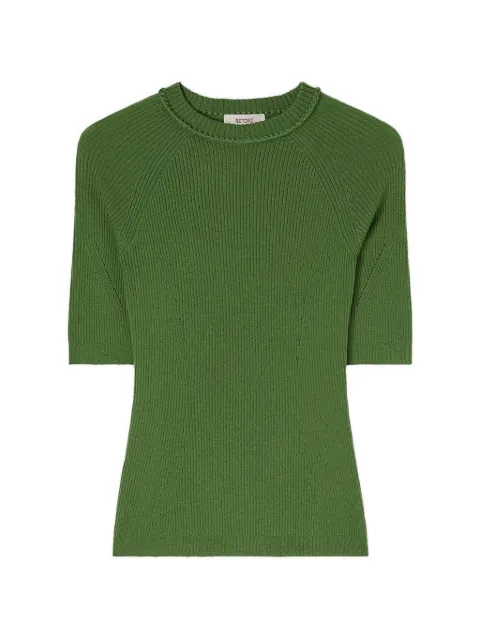 RETORI crochet-detail ribbed-knit cashmere T-shirt