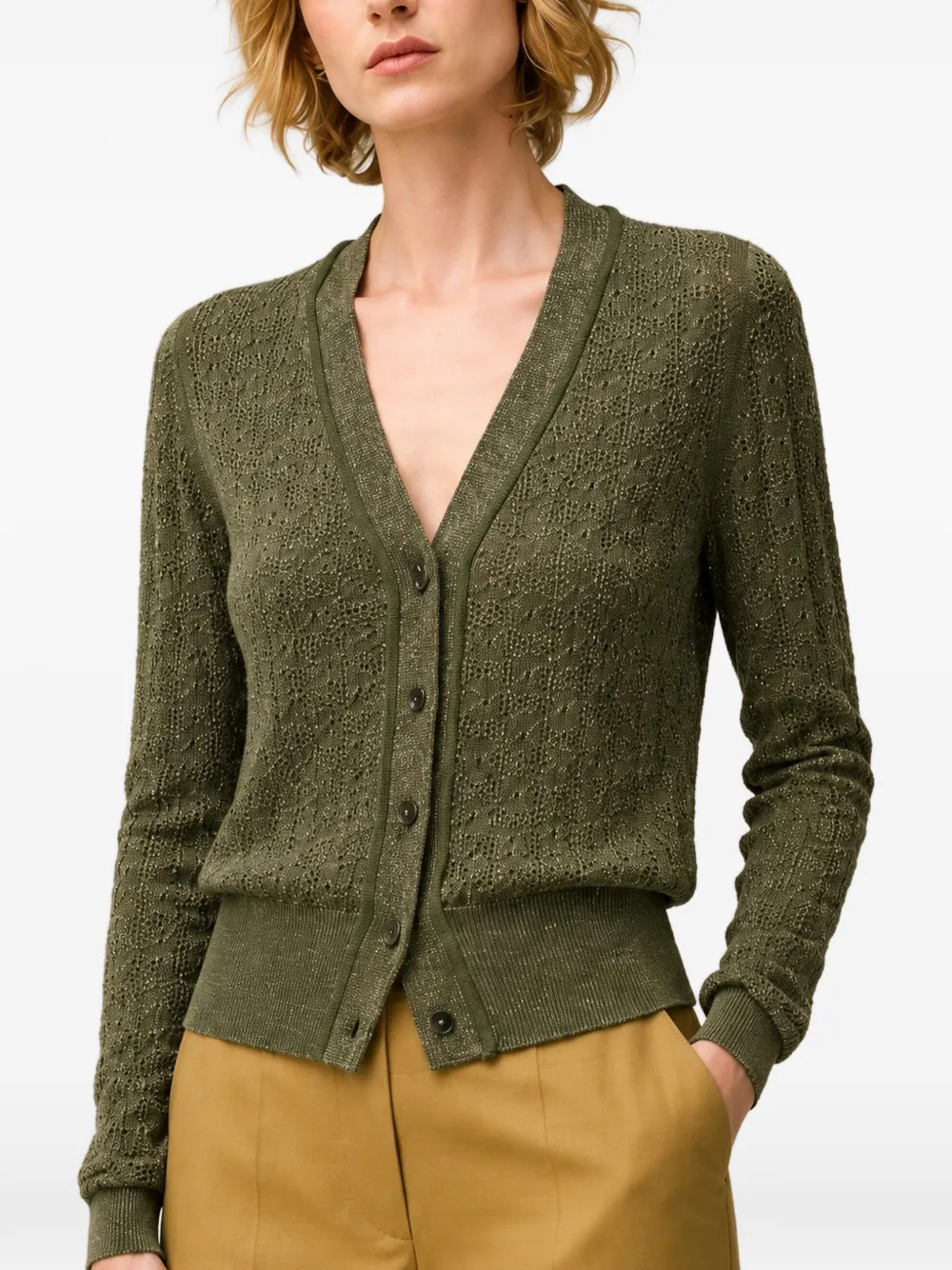 RETORI jacquard-knit cardigan Groen