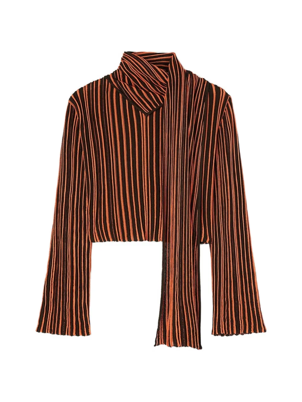 RETORI striped scarf-detail blouse - Marrone