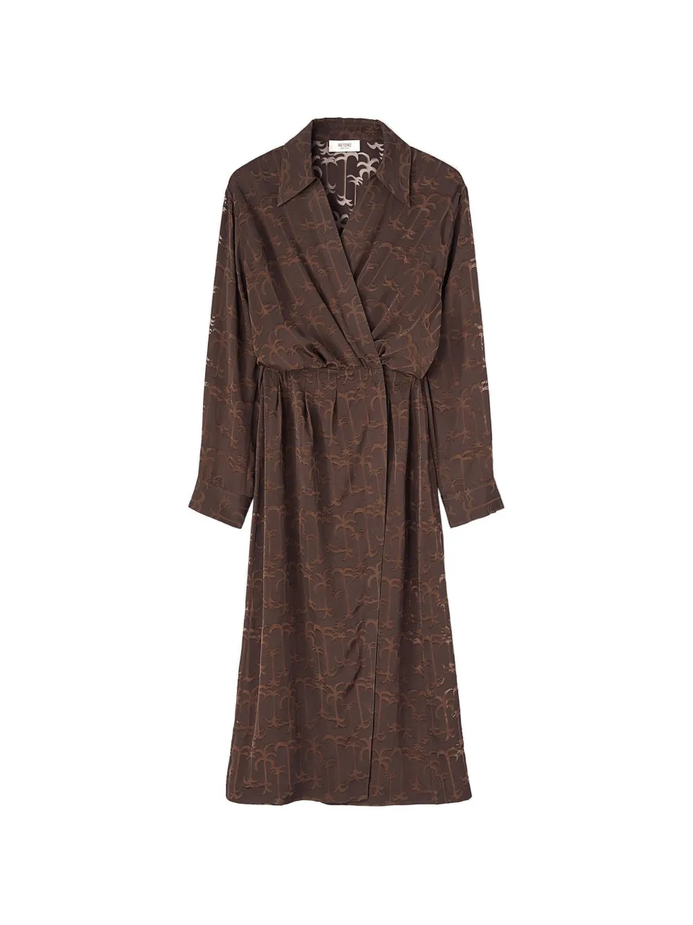 RETORI devoré-palm wrap midi dress