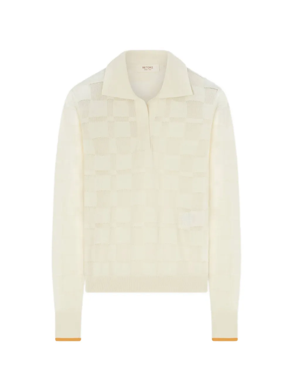 RETORI jacquard-knit long-sleeve polo shirt - Toni neutri