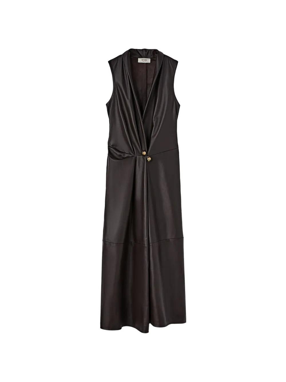 RETORI mangosteen-closure leather maxi dress