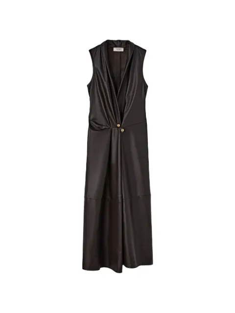 RETORI mangosteen-closure leather maxi dress