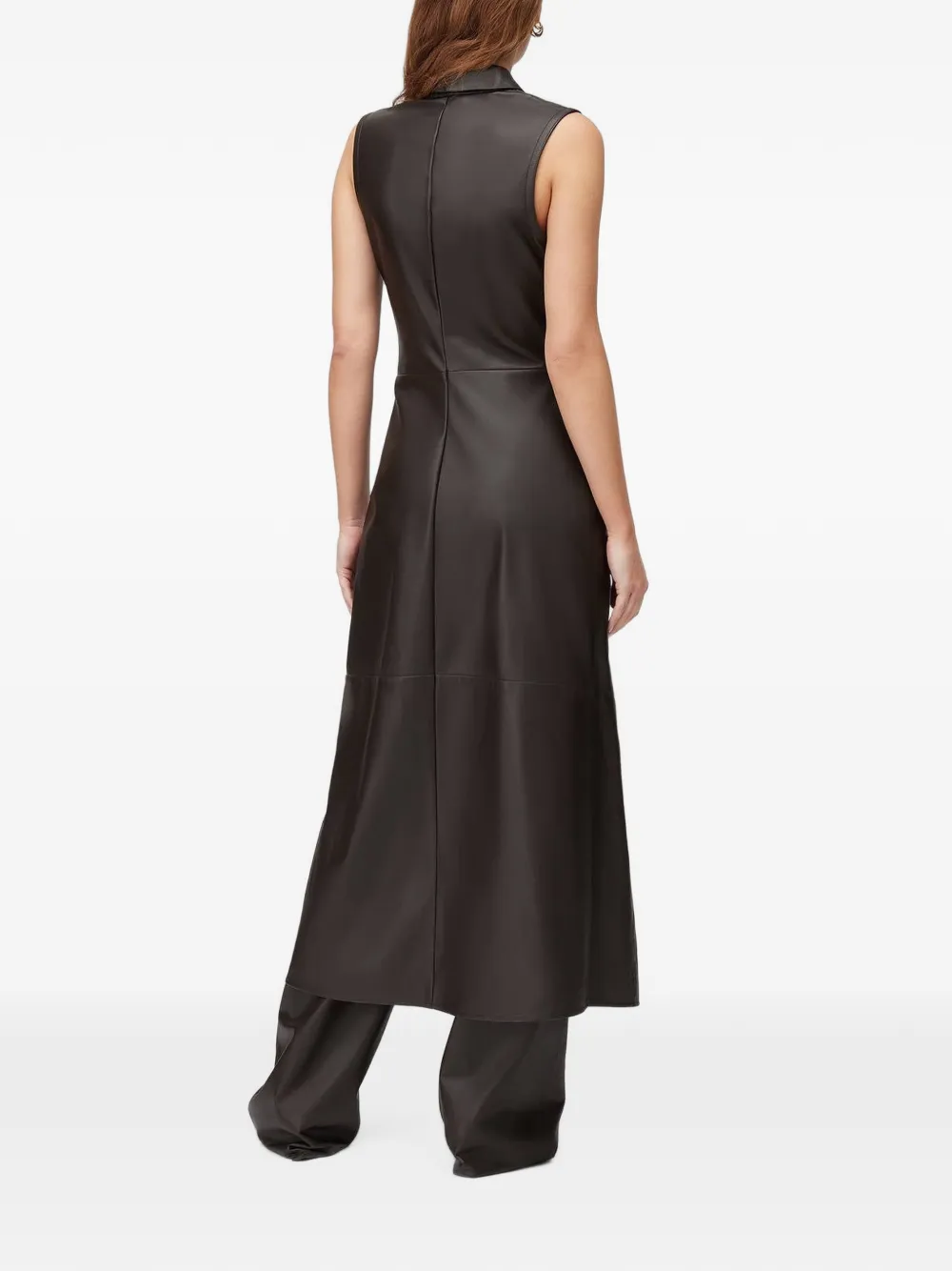 RETORI Leren maxi-jurk met mangosteensluiting Bruin