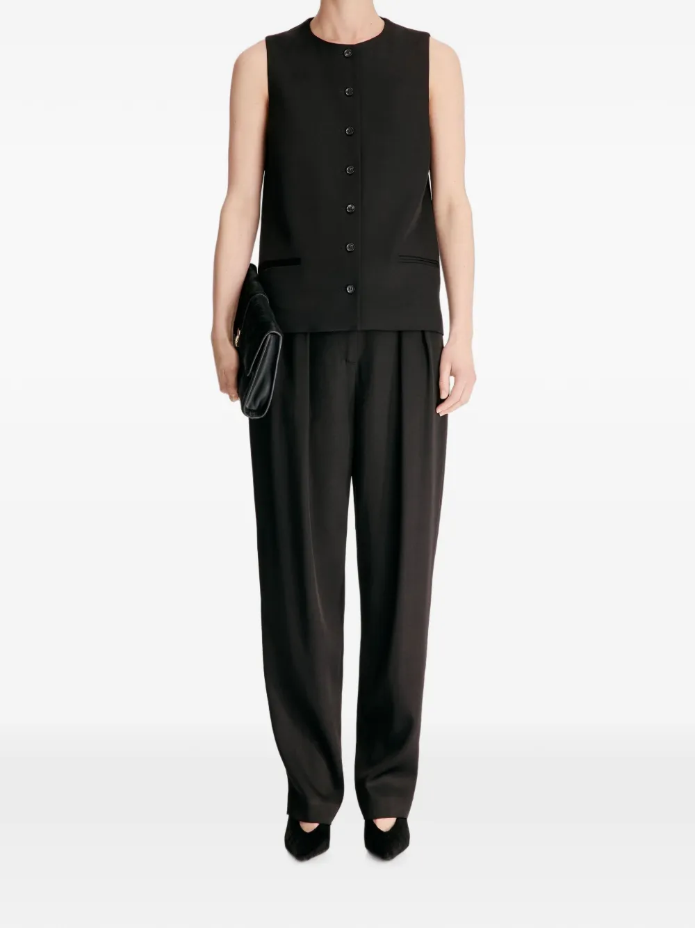 LouLou de Saison Jane button-up mouwloos gilet Zwart
