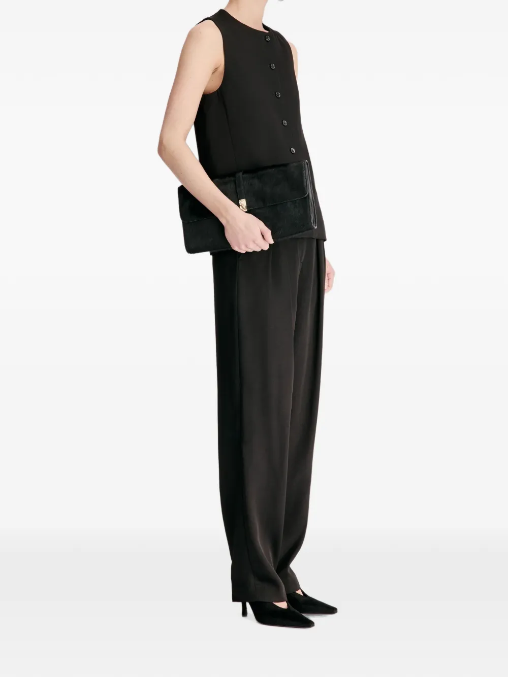 LouLou de Saison Jane button-up mouwloos gilet Zwart