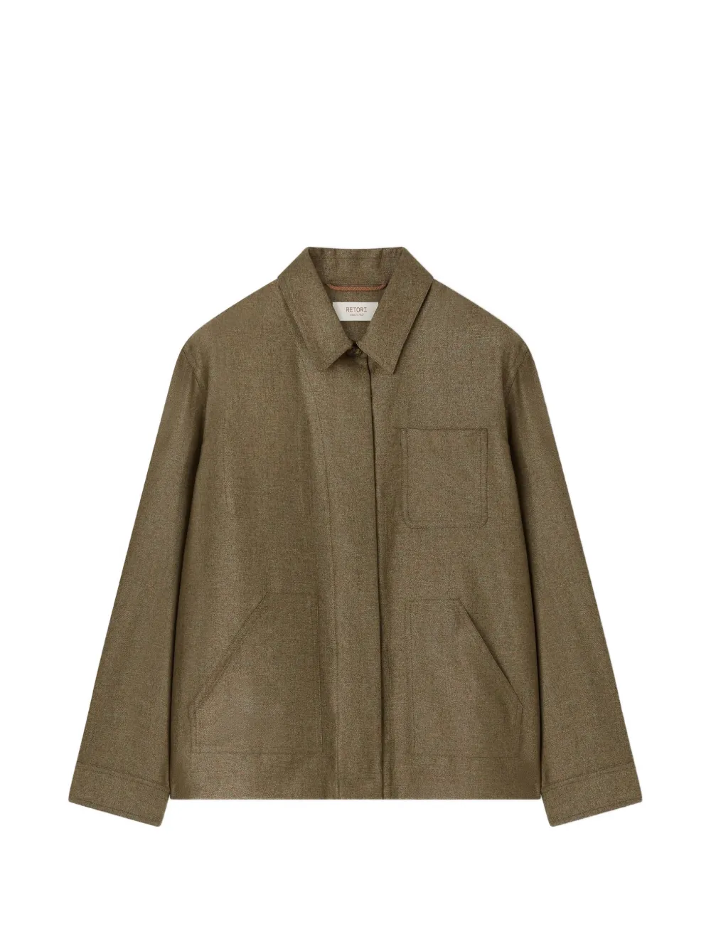 RETORI embroidered iridescent overshirt - Marrone