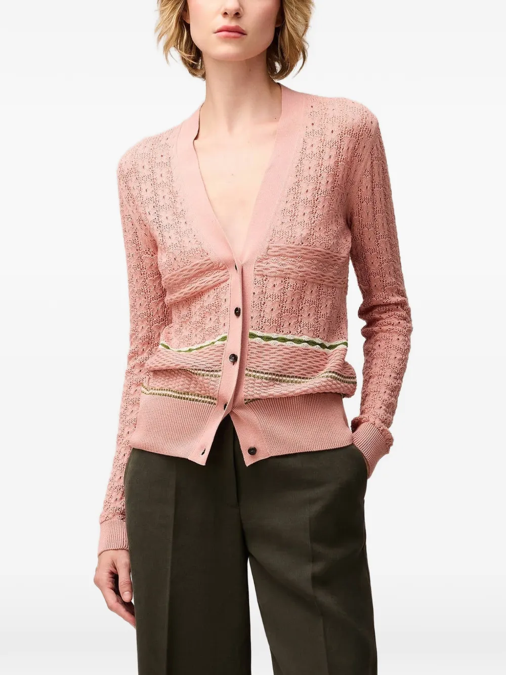 RETORI Gebreid vest met stiksels Roze