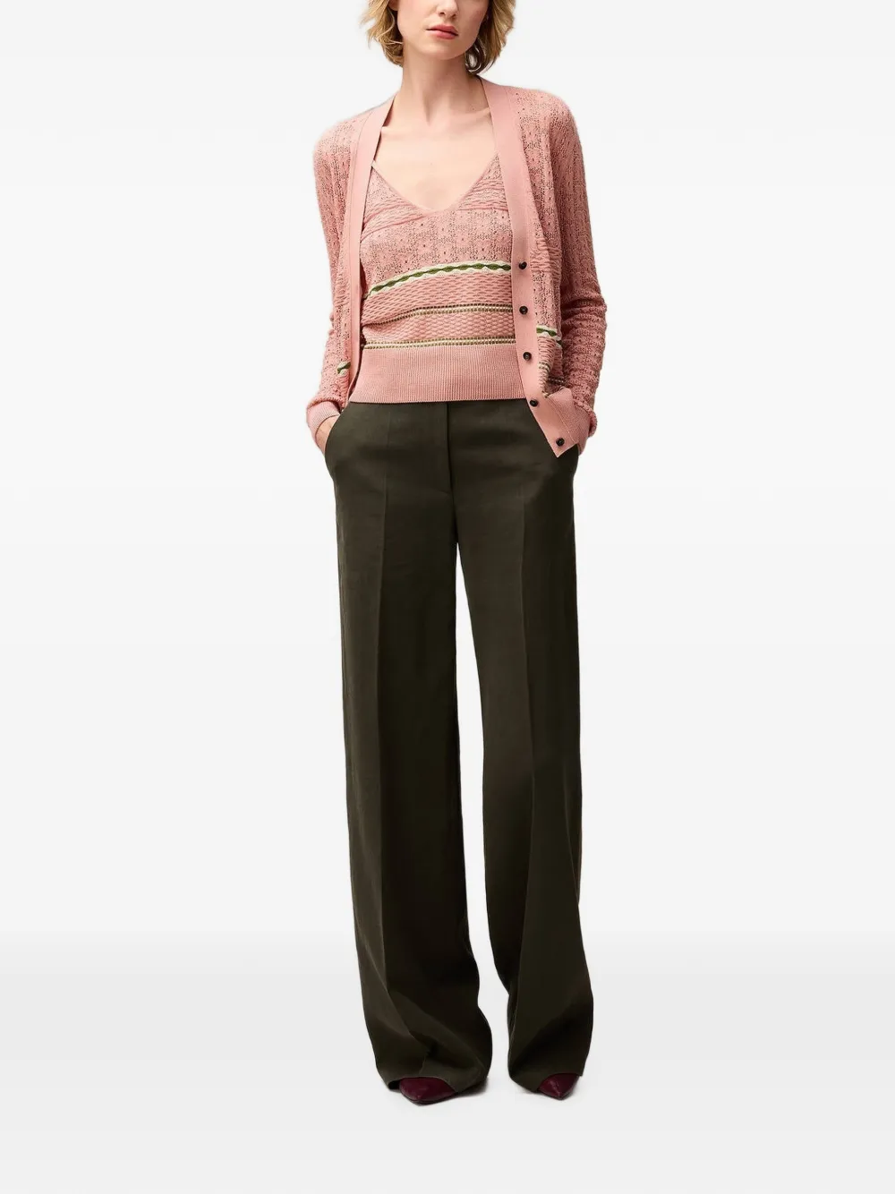 RETORI Gebreid vest met stiksels Roze
