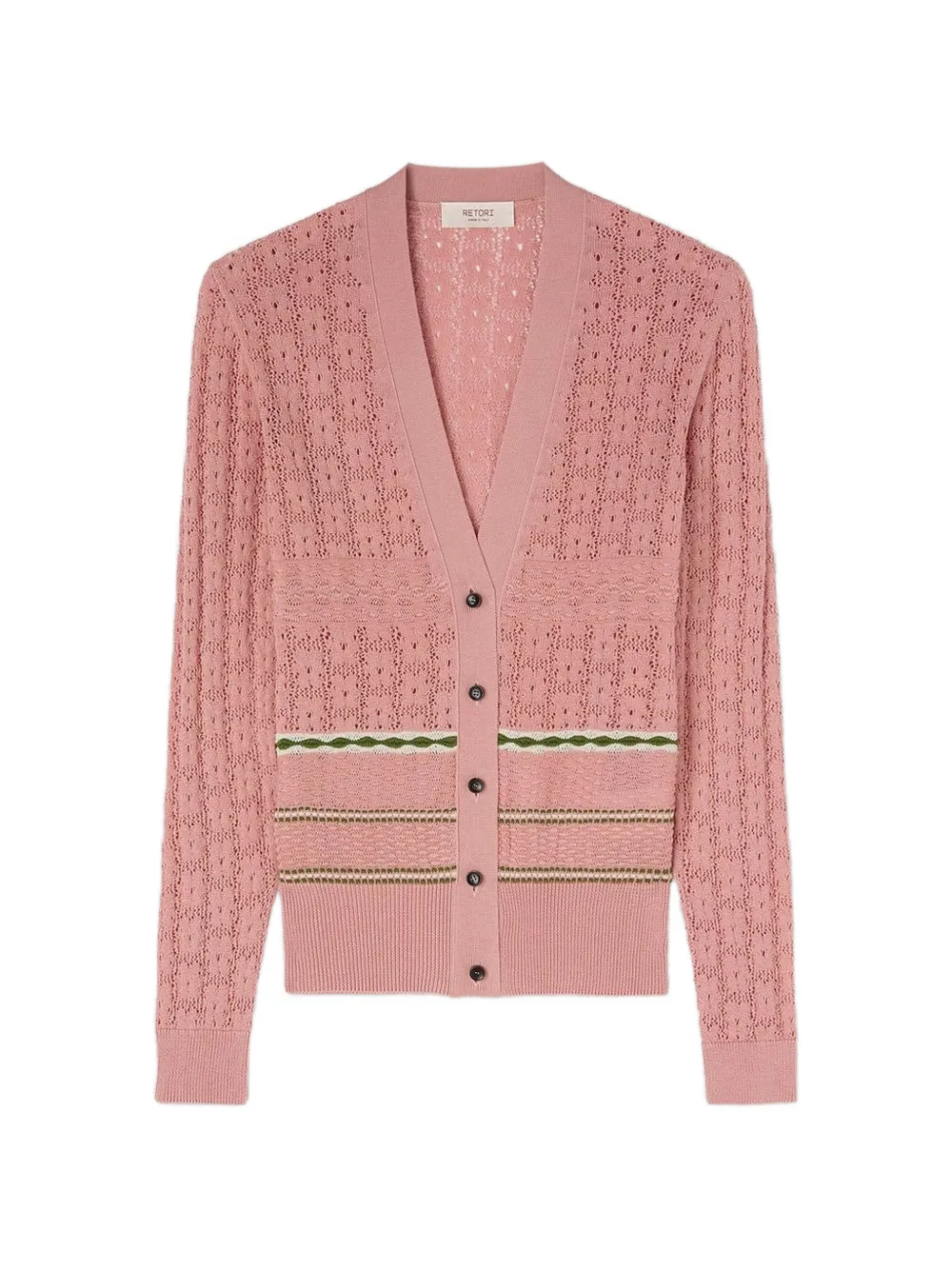 Retori Mix-stitch Knit Cardigan In Pink