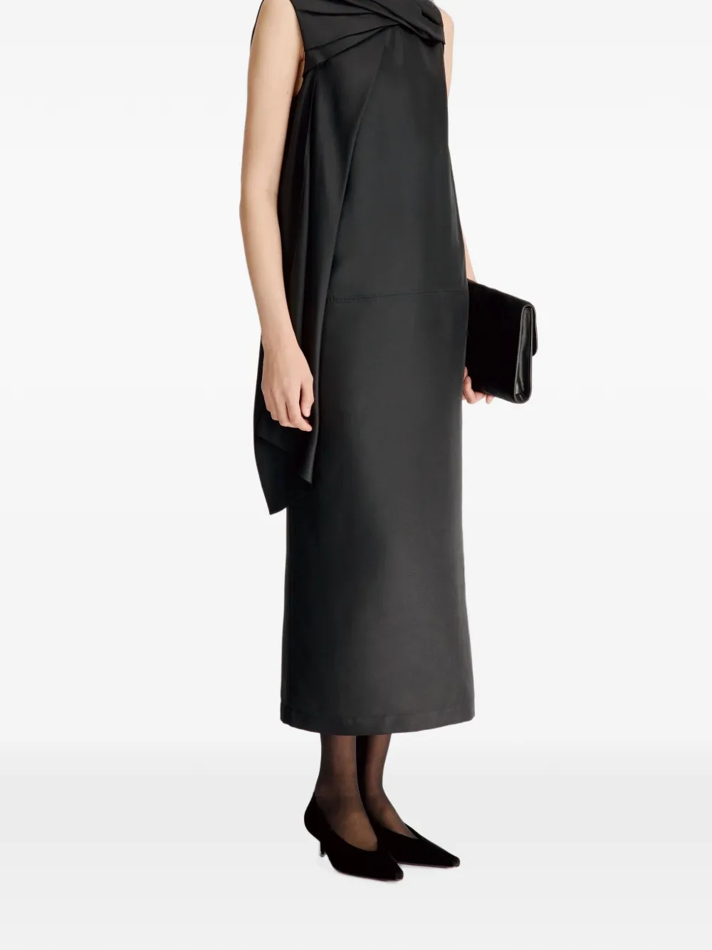 LouLou de Saison Izia midi-jurk met gedrapeerd detail Zwart