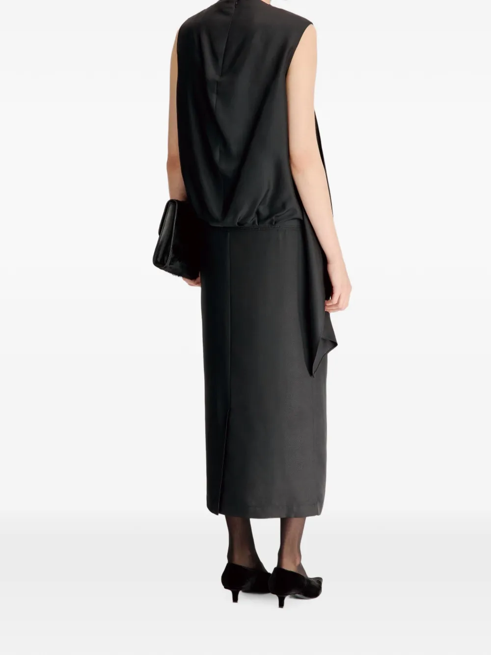 LouLou de Saison Izia midi-jurk met gedrapeerd detail Zwart