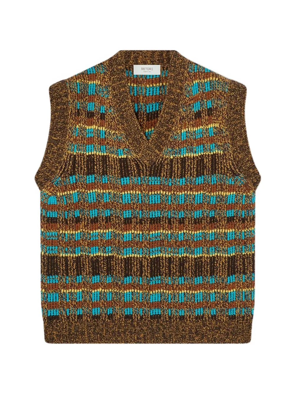RETORI jacquard-knit V-neck vest - Marrone